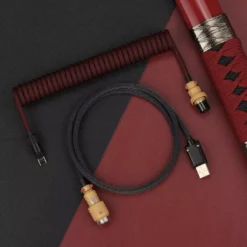 KBDfans Dark Red Handmade Custom Mechanical Keyboard USB-C Cable