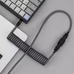 Shop KBDFANS Grey&BLACK HANDMADE CUSTOM MECHANICAL KEYBOARD USB-C CABLE